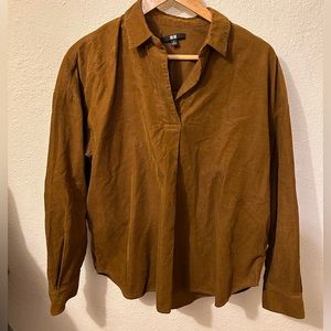 Brown corduroy oversized collared shirt